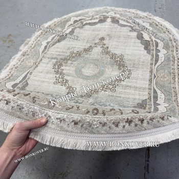 Ковер Турция Для Гостиной Дизайн 90 Серый с Голубым Овал