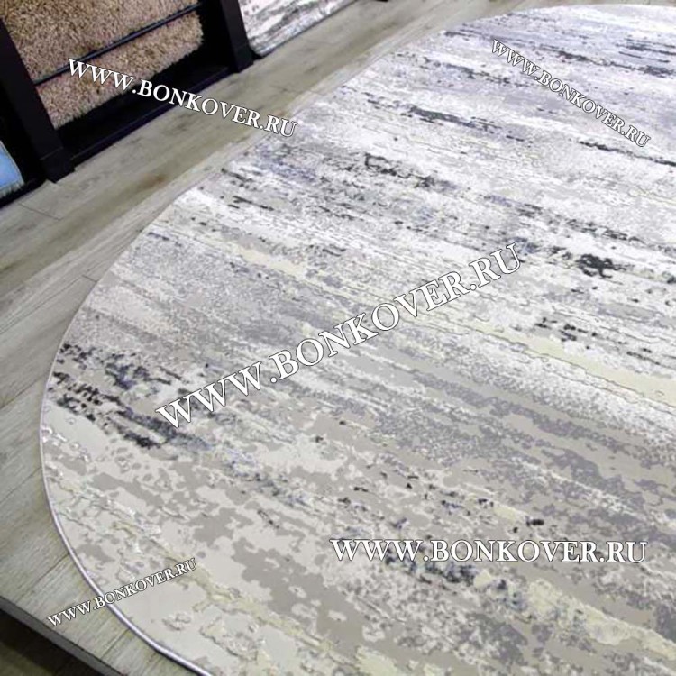 Ковер Турция Современный Дизайн 22 Серый с Голубым Овал